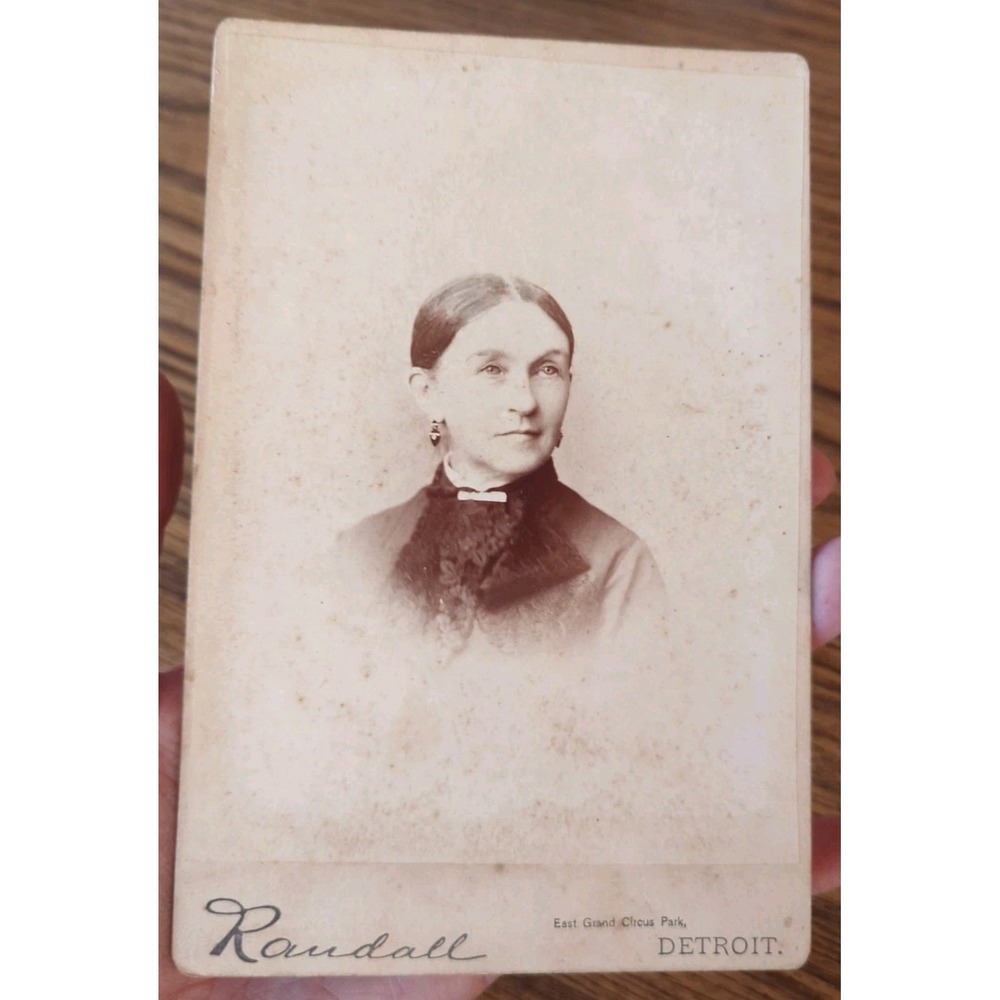 Antique Randall Detroit Cabinet Card Photo Portrait Victorian Woman Michigan